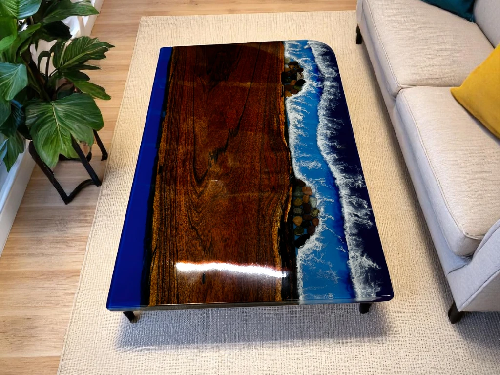 Custom Acacia Wood Epoxy Rectangle Table Perfect for Conference Room